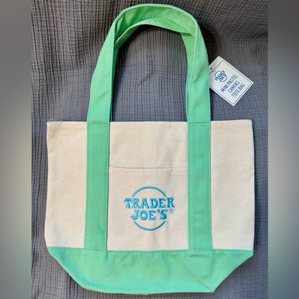 BNWT Trader Joe's Pastel Mini Tote - Green